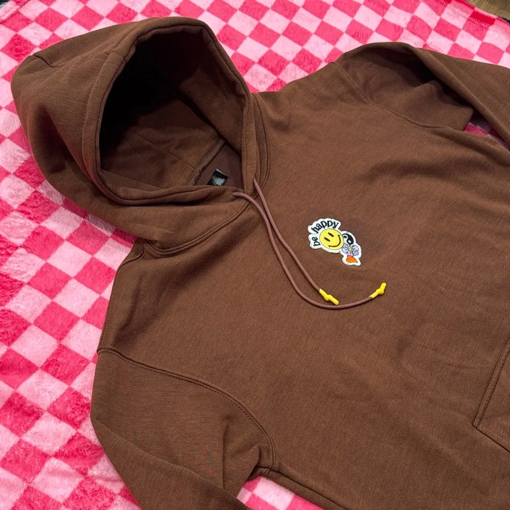 Brown Hoodie with Embroidered Smiley - Picture 3 of 6